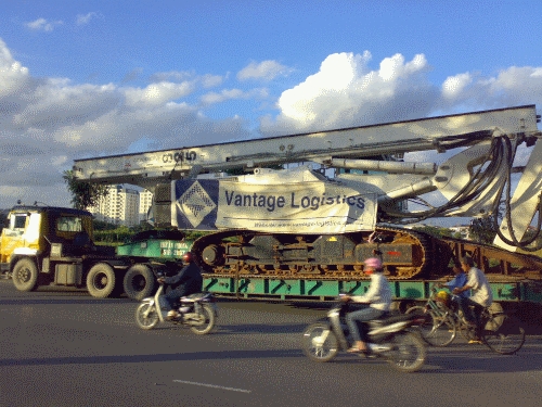 heavy building equipment safely delivered to site
