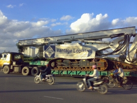 heavy building equipment safely delivered to site