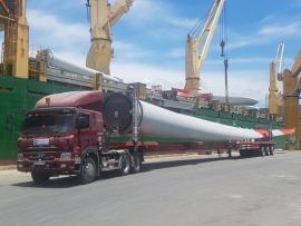 safely shuttled 5 sets of wind turbine for trung nam wind farm project