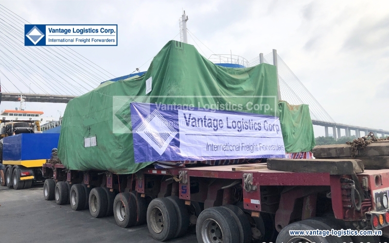 transported heavy machinery for kamado factory construction project
